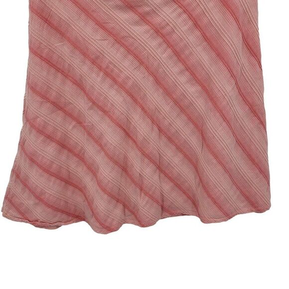 Vintage Skater Skirt 14 Pink Striped Textured A-Line 100% Cotton Knee Soft Girl - Picture 8 of 9